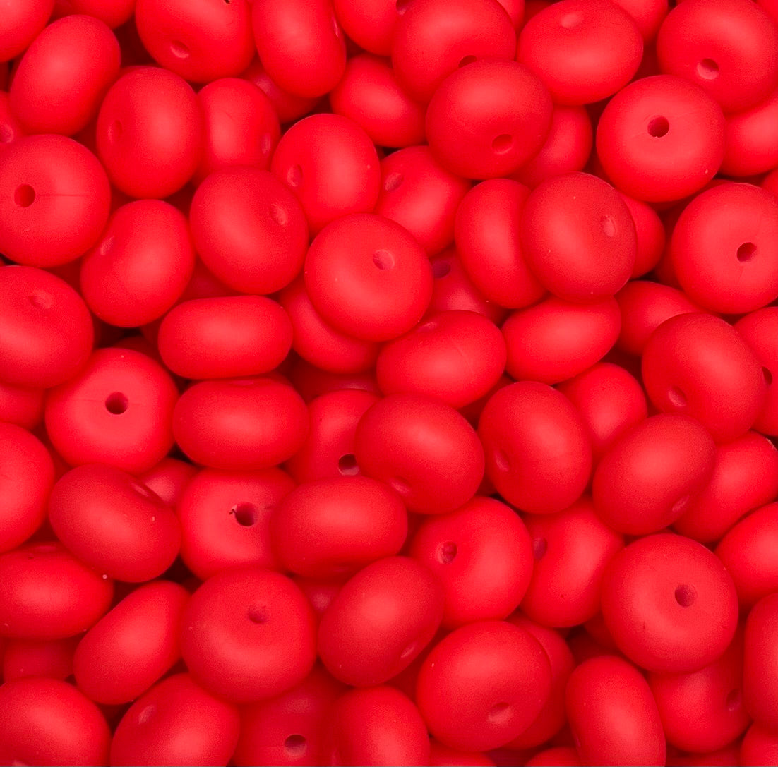 14mm ABACUS Rose Red Silicone Beads