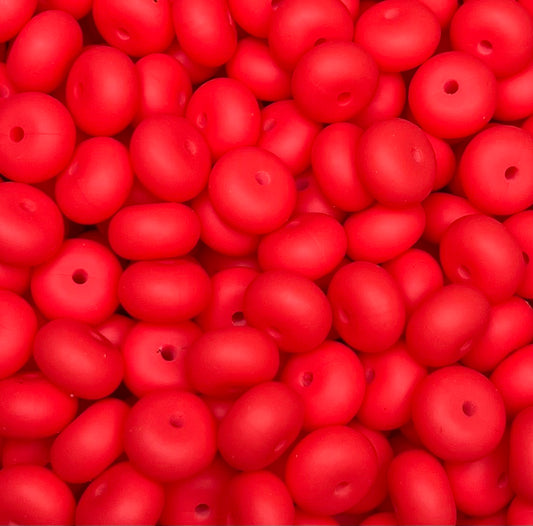 14mm ABACUS Solid Rose Red Silicone Beads