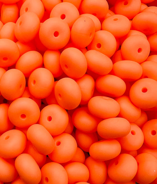 14mm ABACUS Solid Tangerine Silicone Beads