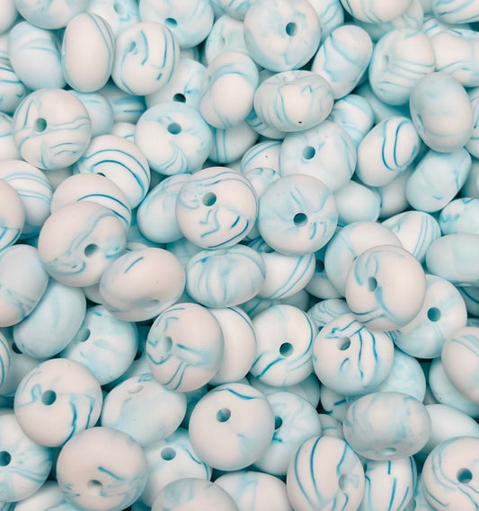 14mm ABACUS Solid Teal Marble Silicone Beads