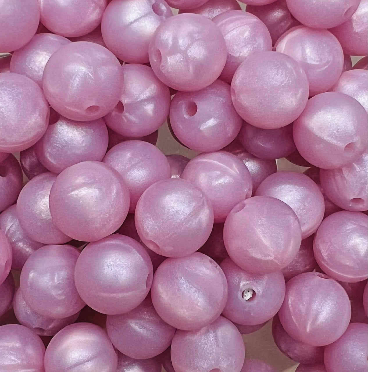 12mm Round Solid Pearl Lavender Silicone Bead