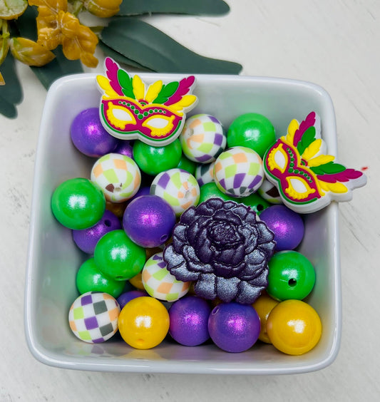 *Bead Mix #126- Mardi Gras CHECKERS