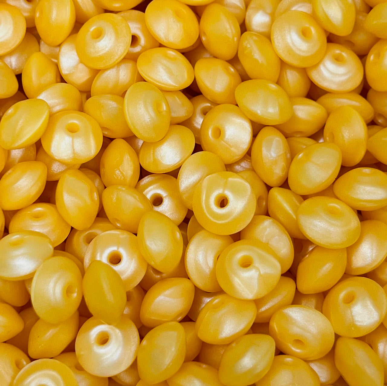 12mm Lentil Solid Pearl Yellow Silicone Beads