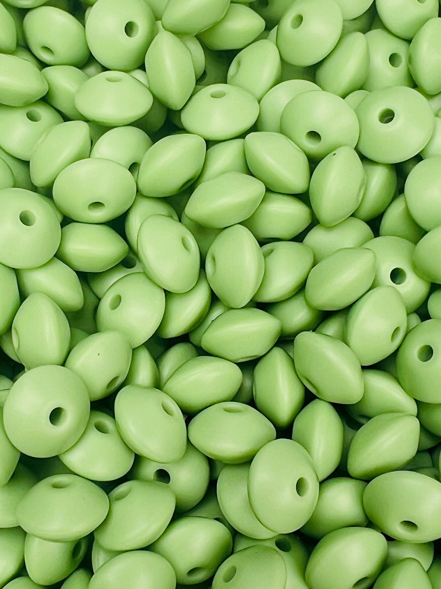 12mm Lentil Solid Spring Green Silicone Bead