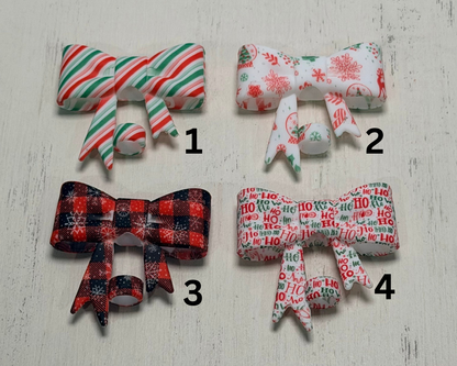 Y- Straw Topper - Christmas Printed Bow, Tumbler Accessory