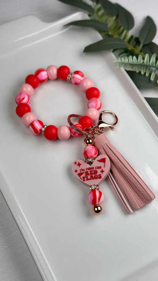 Bead Mix - Here For the Red Flags DIY Silicone Bead Kit, DIY Lanyard-Keychain-Wristlet-Necklace Kit, Great For Gifts