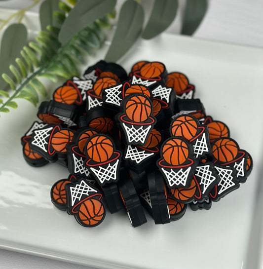 Basketball Hoops Focal Silicone Bead, Sports Focal Silicone Bead