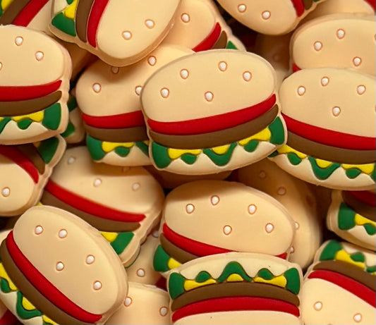 Hamburger Silicone Focal Bead, Food Silicone Bead,  Shape Silicone Bead