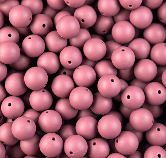 15mm Solid Custom Maroon Round Silicone Bead