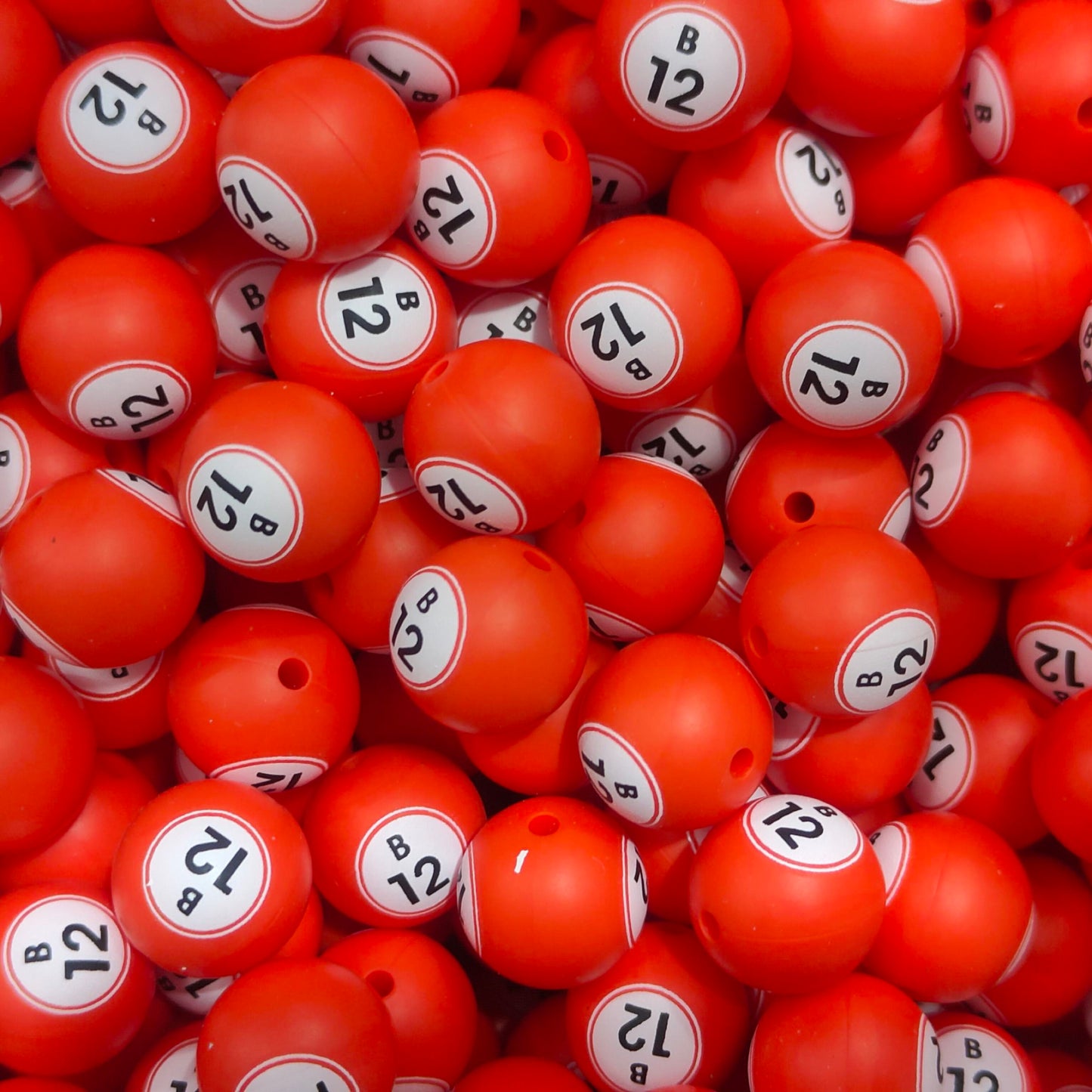 15mm Print Bingo Ball EXCLUSIVE Round Silicone Beads
