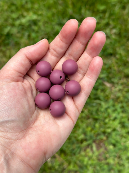 15mm Solid Custom Maroon Round Silicone Bead