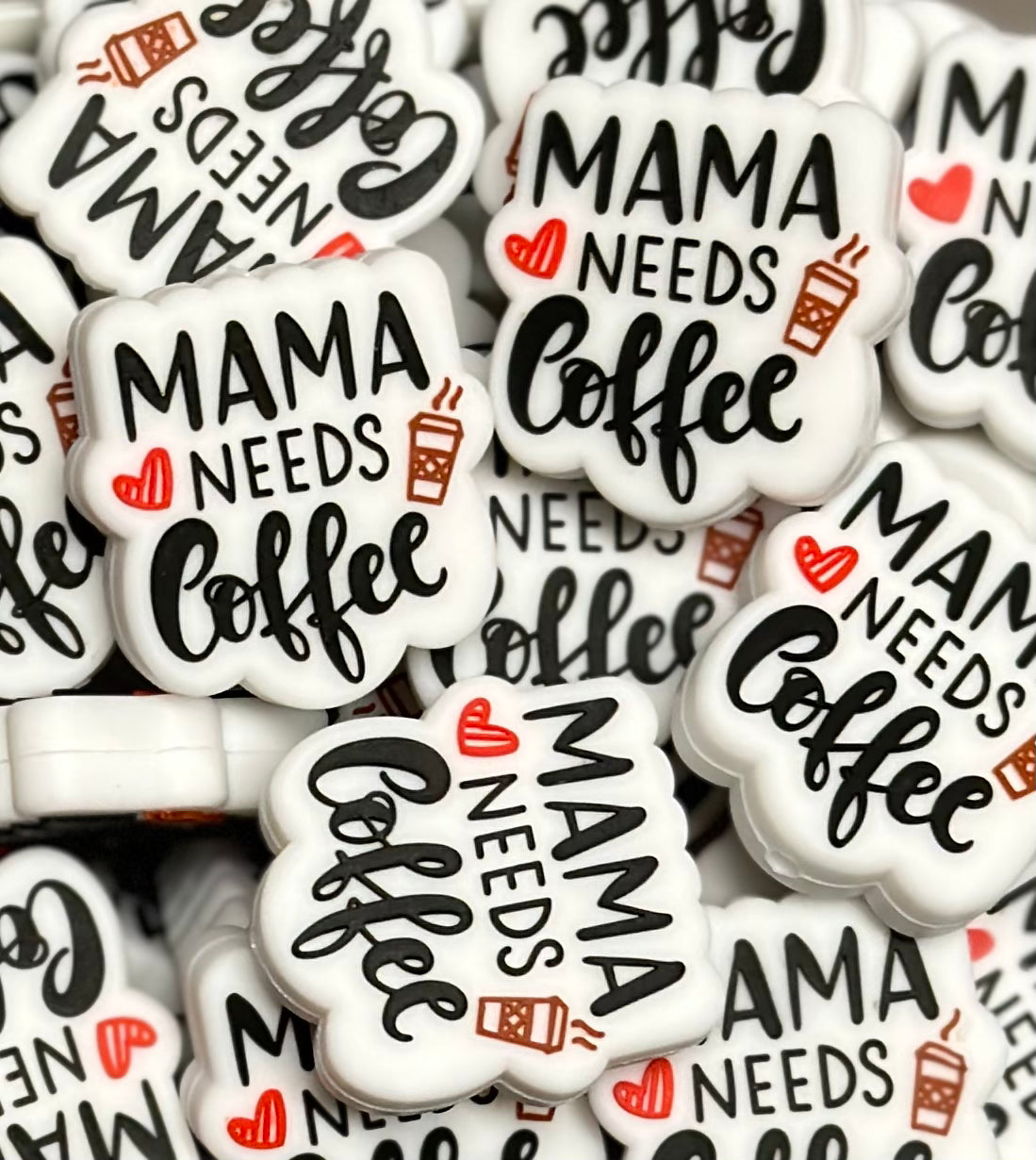 Mama Needs Coffee Silicone Focal Bead, Coffee Silicone Focal Bead