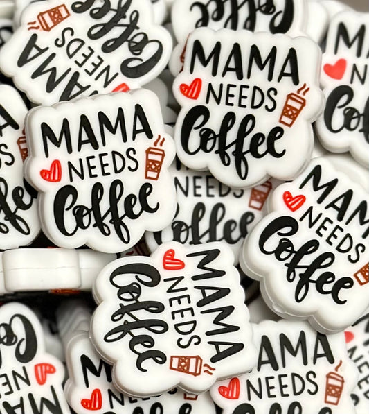 Mama Needs Coffee Silicone Focal Bead, Coffee Silicone Focal Bead