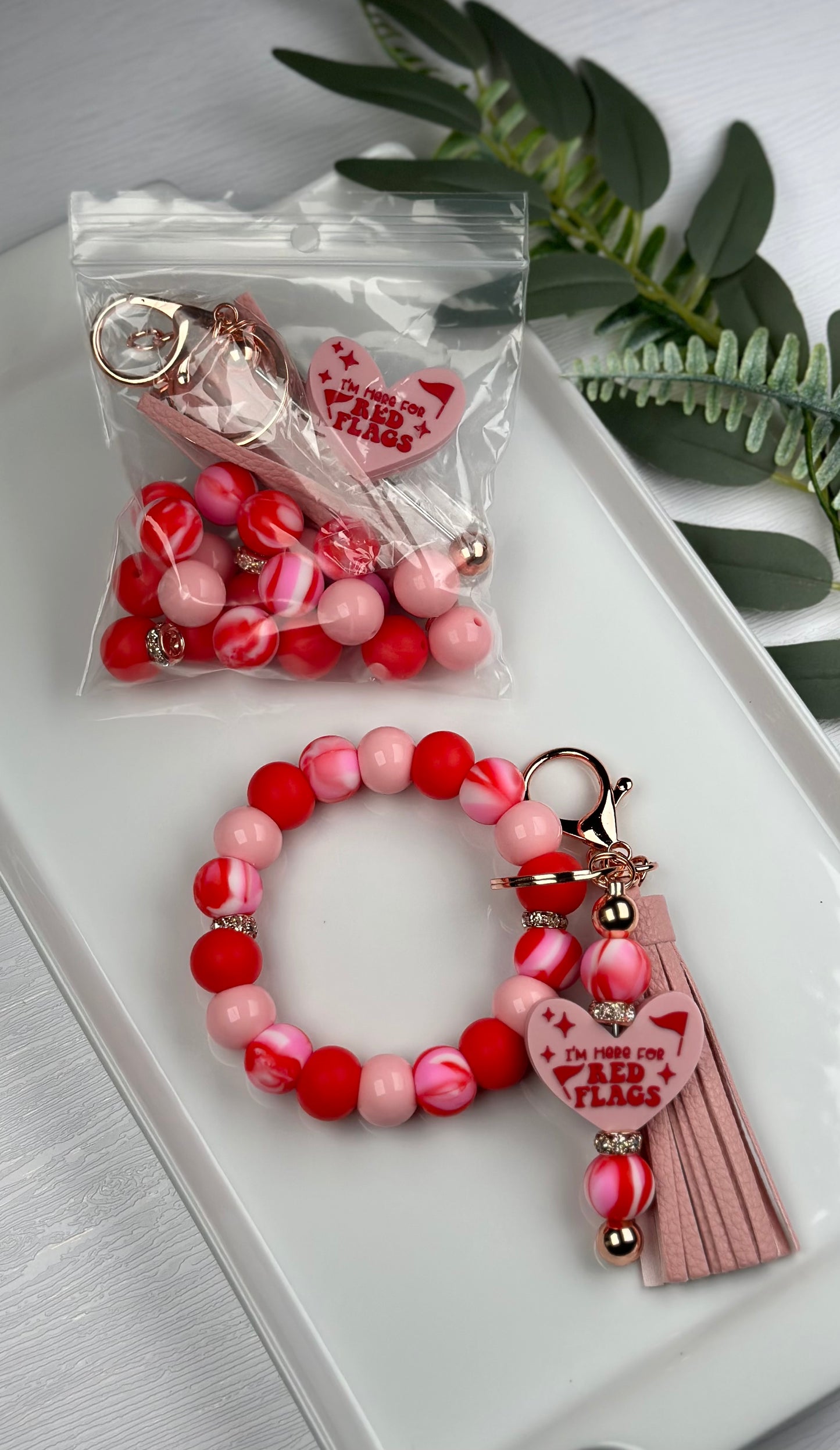 Bead Mix - Here For the Red Flags DIY Silicone Bead Kit, DIY Lanyard-Keychain-Wristlet-Necklace Kit, Great For Gifts