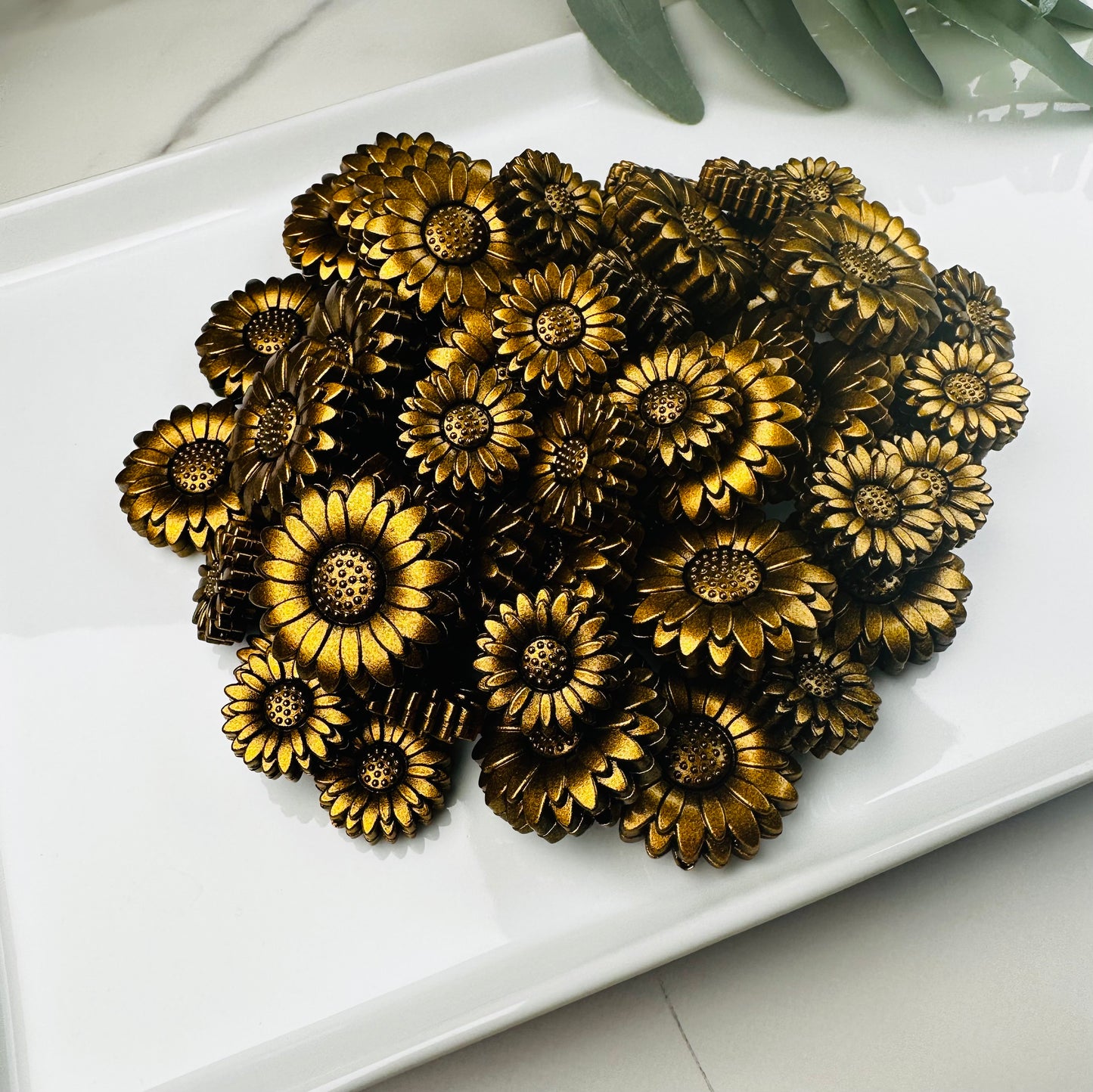 Golden Brown Sunflower Silicone Focal Bead, Daisy Silicone Bead, Flower Shape Silicone Bead