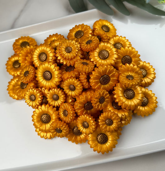 Golden Yellow Sunflower Silicone Focal Bead, Daisy Silicone Bead, Flower Shape Silicone Bead