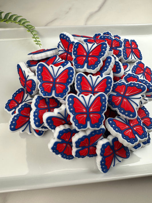 USA Butterfly Silicone Focal Bead, Shape Silicone Bead
