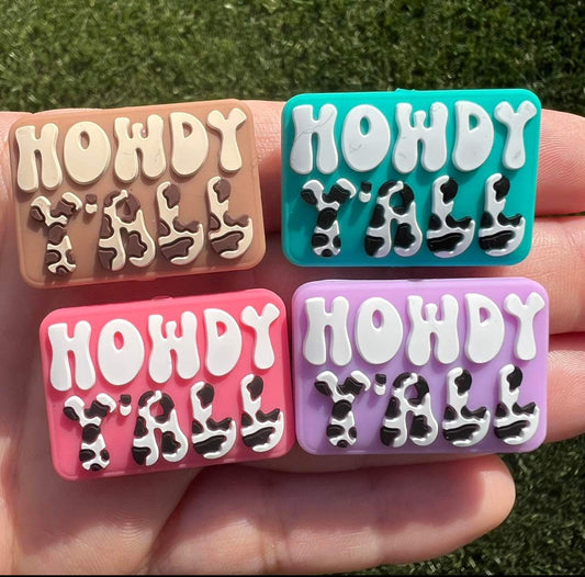 Howdy Y'all Silicone Bead, Animal Print Country Shape Bead