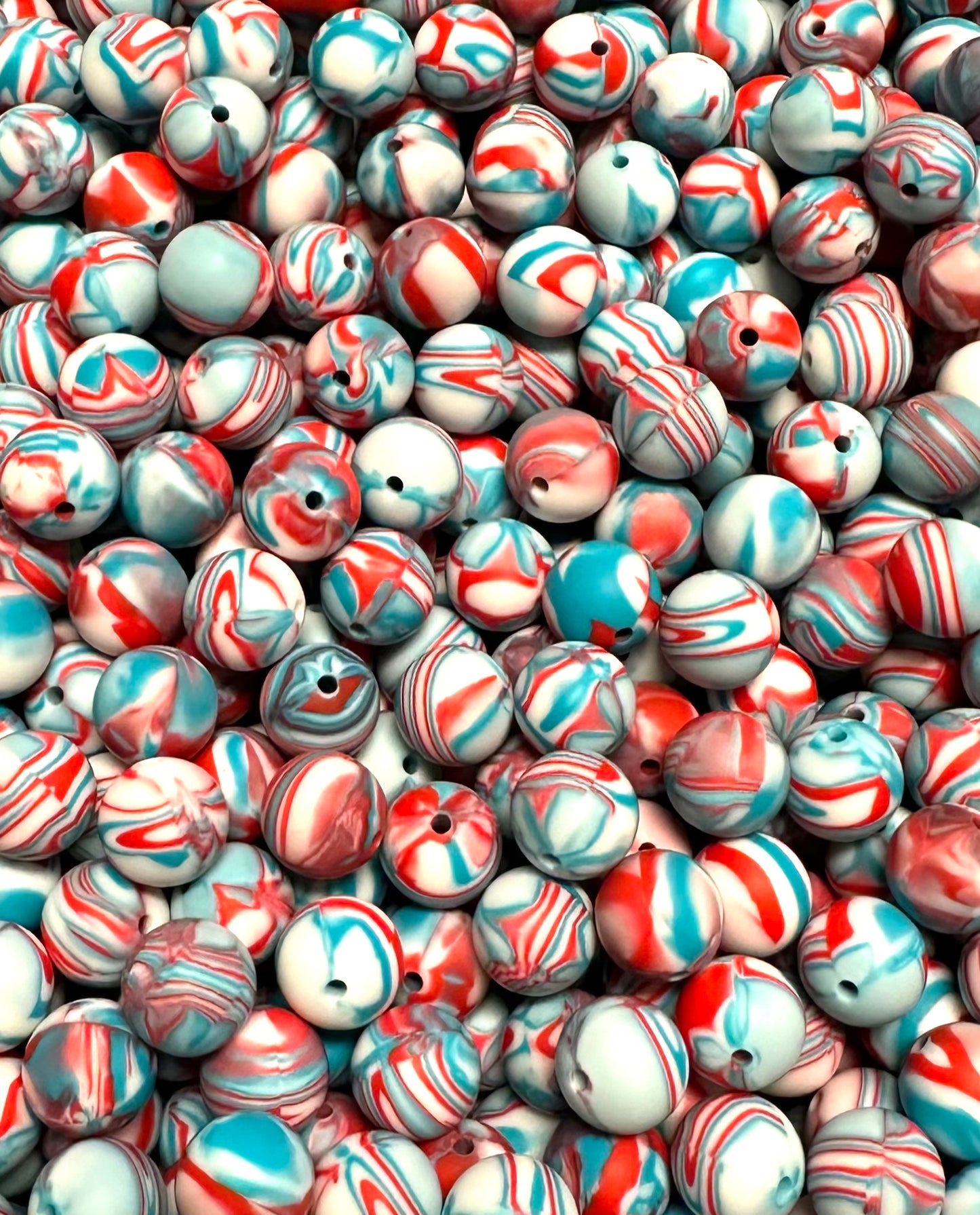 15mm Swirl Custom USA Round Silicone Beads