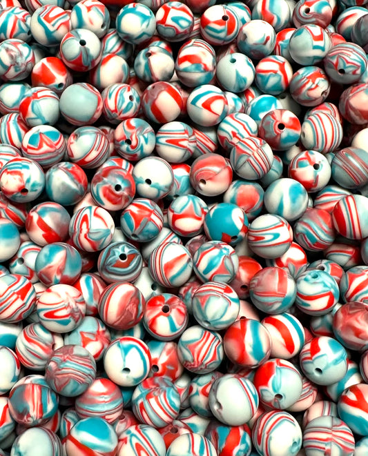 15mm Swirl Custom USA Round Silicone Beads