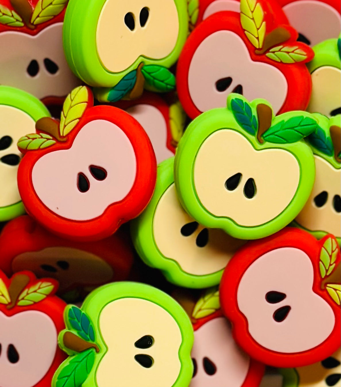 Apple Core Silicone Focal Bead, Fruit Silicone Bead