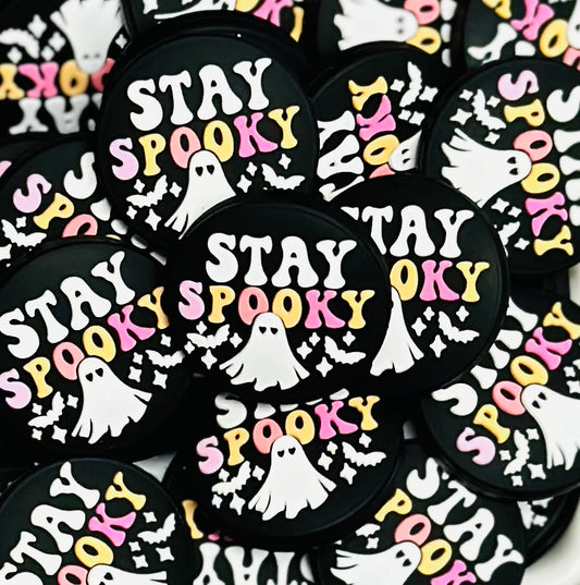 Custom Stay Spooky Silicone Focal Bead, Fall Silicone Bead, Halloween Silicone Bead