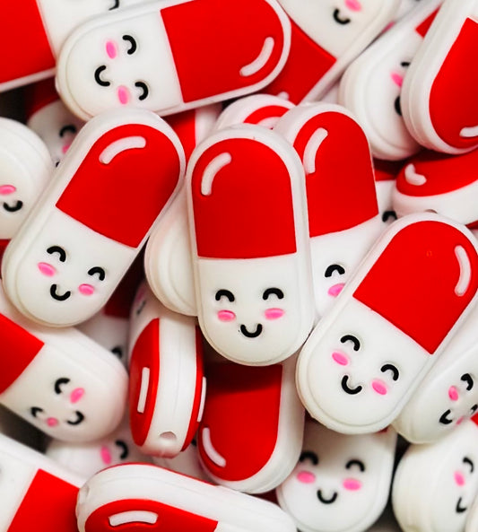 Happy Pill Focal Silicone Bead, Medical Focal Silicone Bead