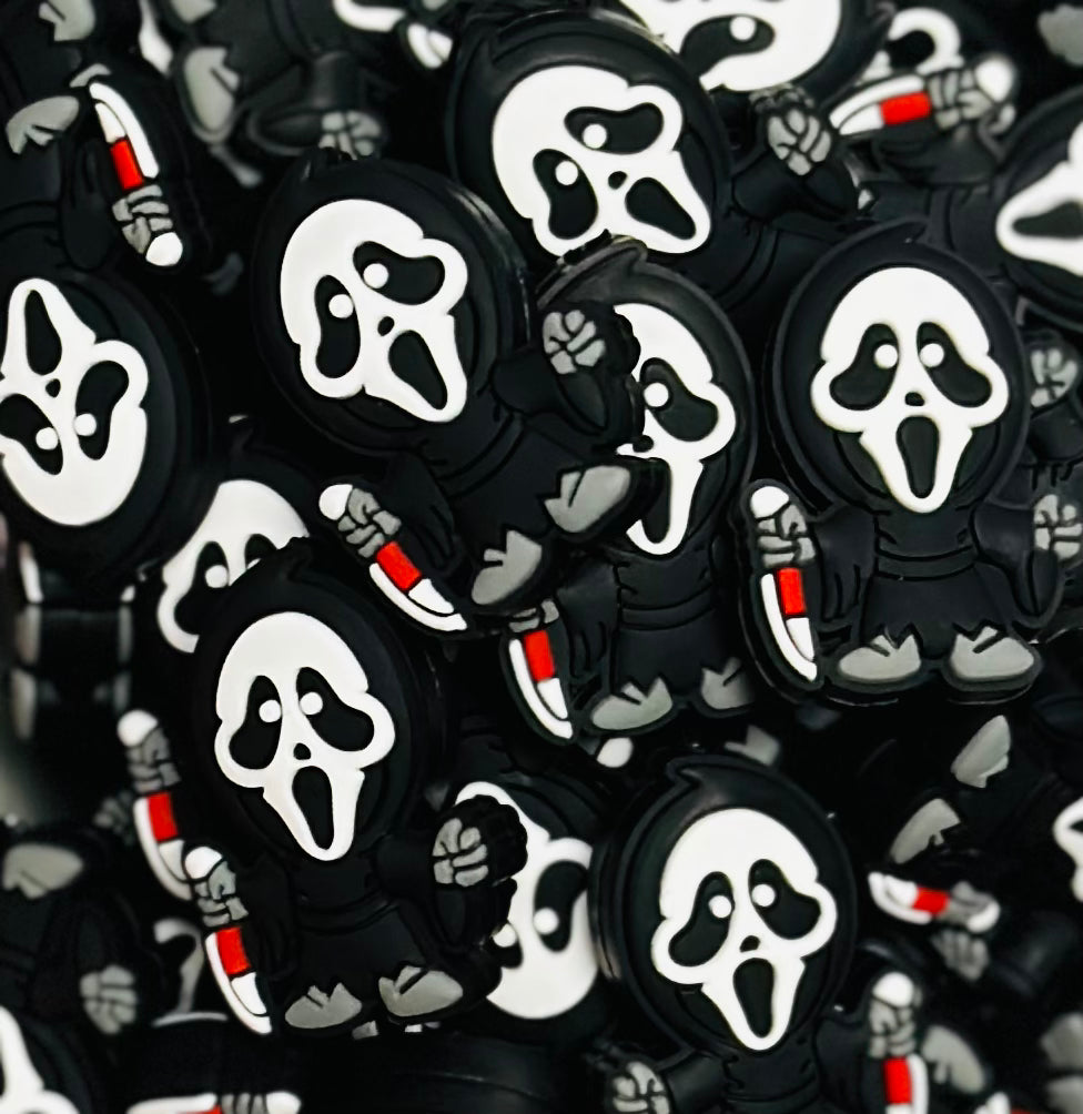 Scream Silicone Focal Bead, Halloween Silicone Bead