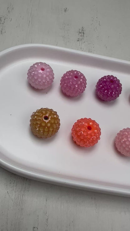 20mm FROSTED Rhinestone Round Acrylic Beads