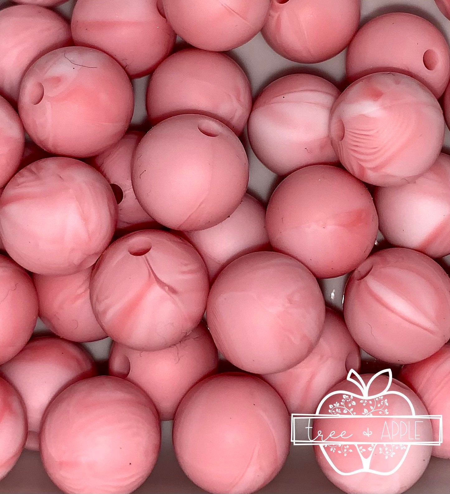 12mm Round Dark Pink Marble Silicone Beads