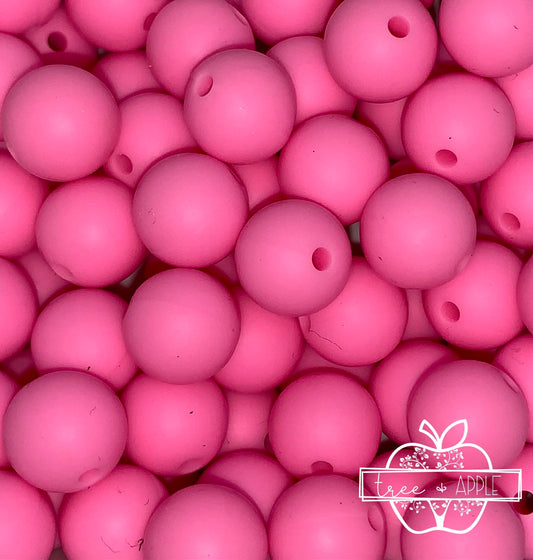 12mm Round Bubblegum Pink Silicone Beads