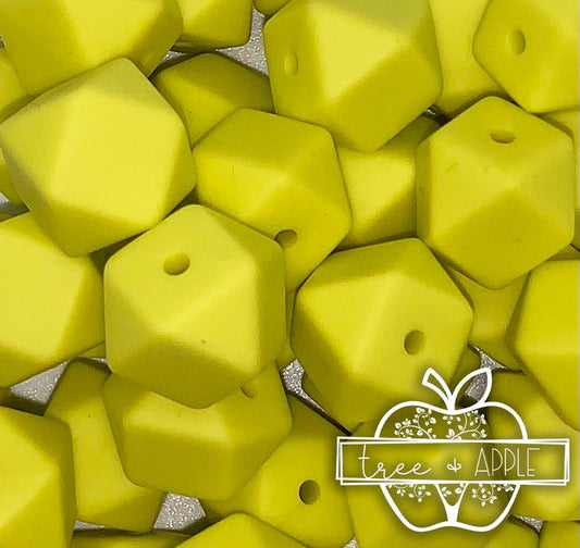 14mm Hexagon Tennis Yellow Silicone Beads