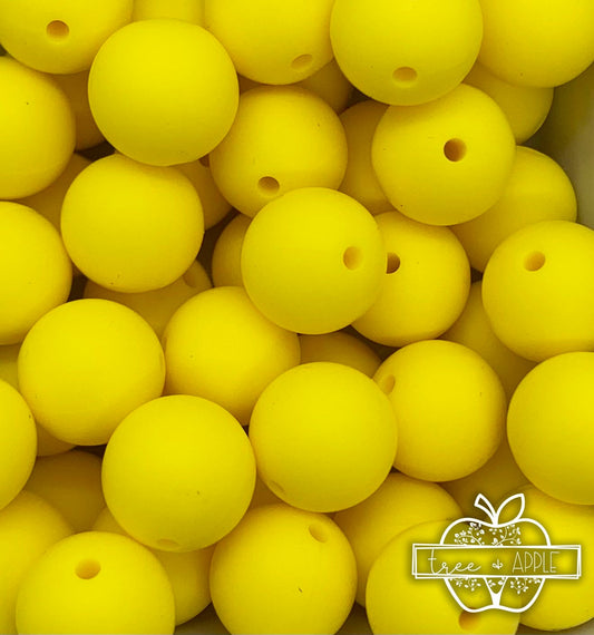 15mm Solid Sunshine Yellow Round Silicone Beads