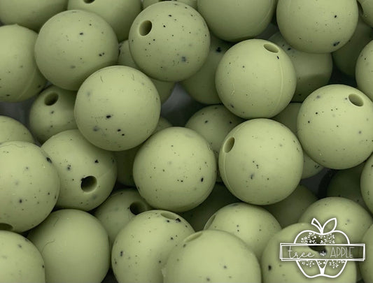 12mm Round Green Speckled Silicone Beads