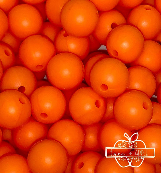 12mm Round Orange Silicone Beads