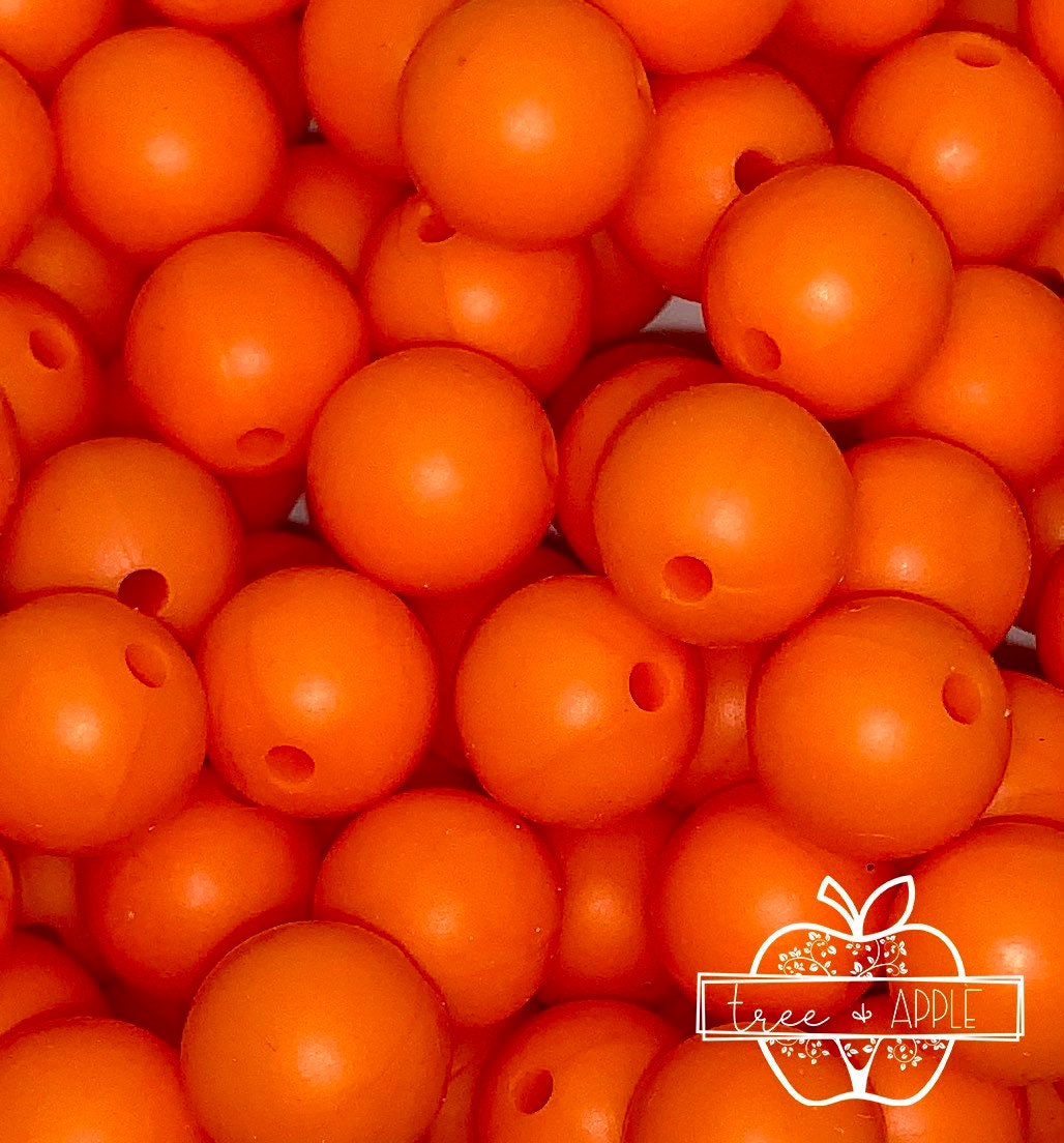 12mm Round Solid Orange Silicone Beads