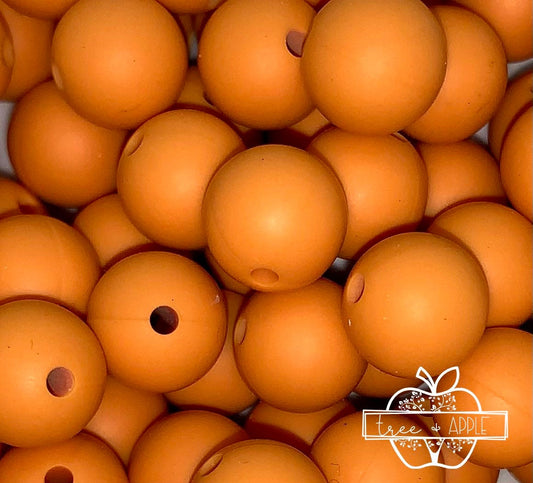 12mm Round Solid Pumpkin Orange Silicone Bead