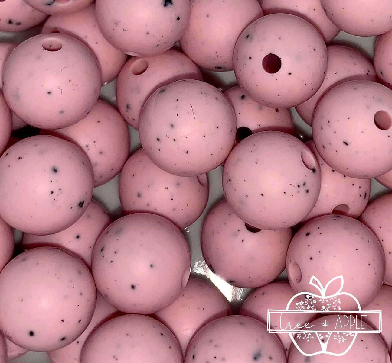 12mm Round Speckled Pink Silicone Beads