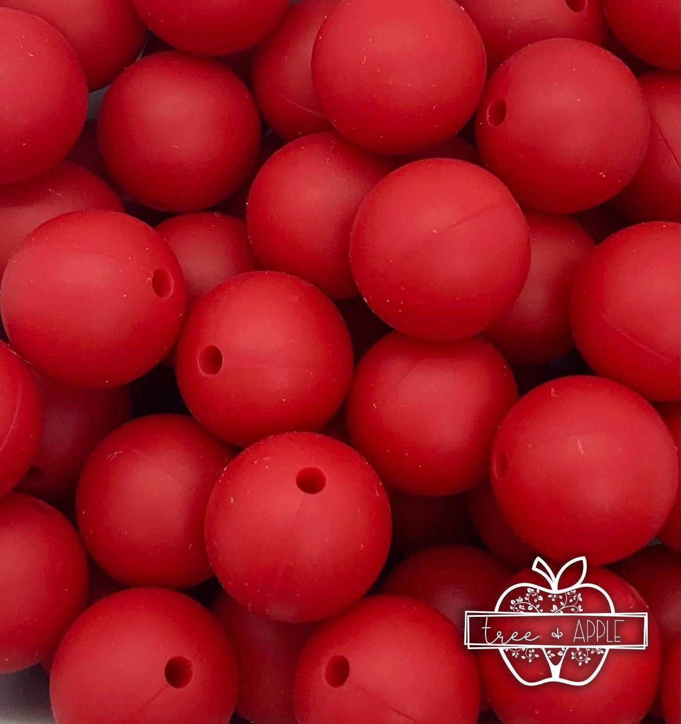 15mm Solid Red Round Silicone Beads