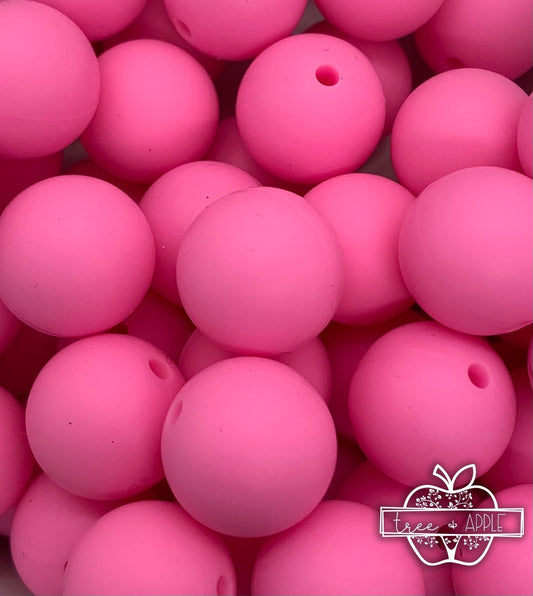 15mm Solid Bubblegum Round Silicone Beads