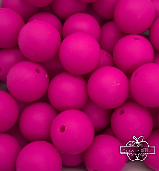 15mm Solid Fuchsia Pink Round Silicone Beads, Beads Wholesale