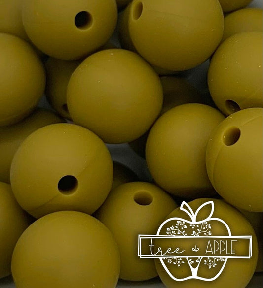 12mm Round Olive Green Silicone Beads