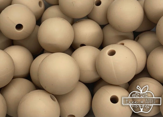 12mm Round Solid Beige Silicone Beads