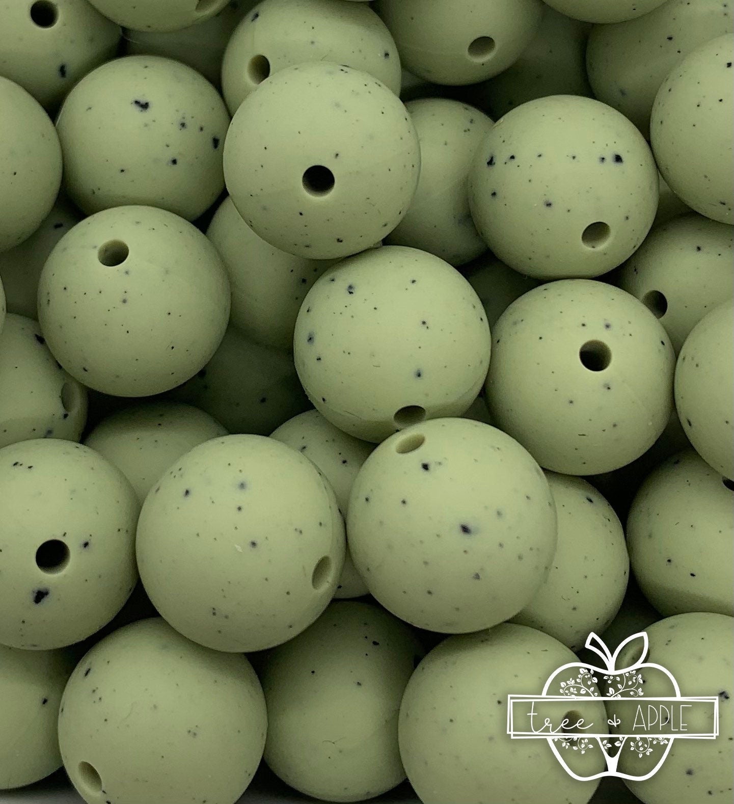 15mm Solid  Speckled Green Round Silicone Beads, Beads Wholesale