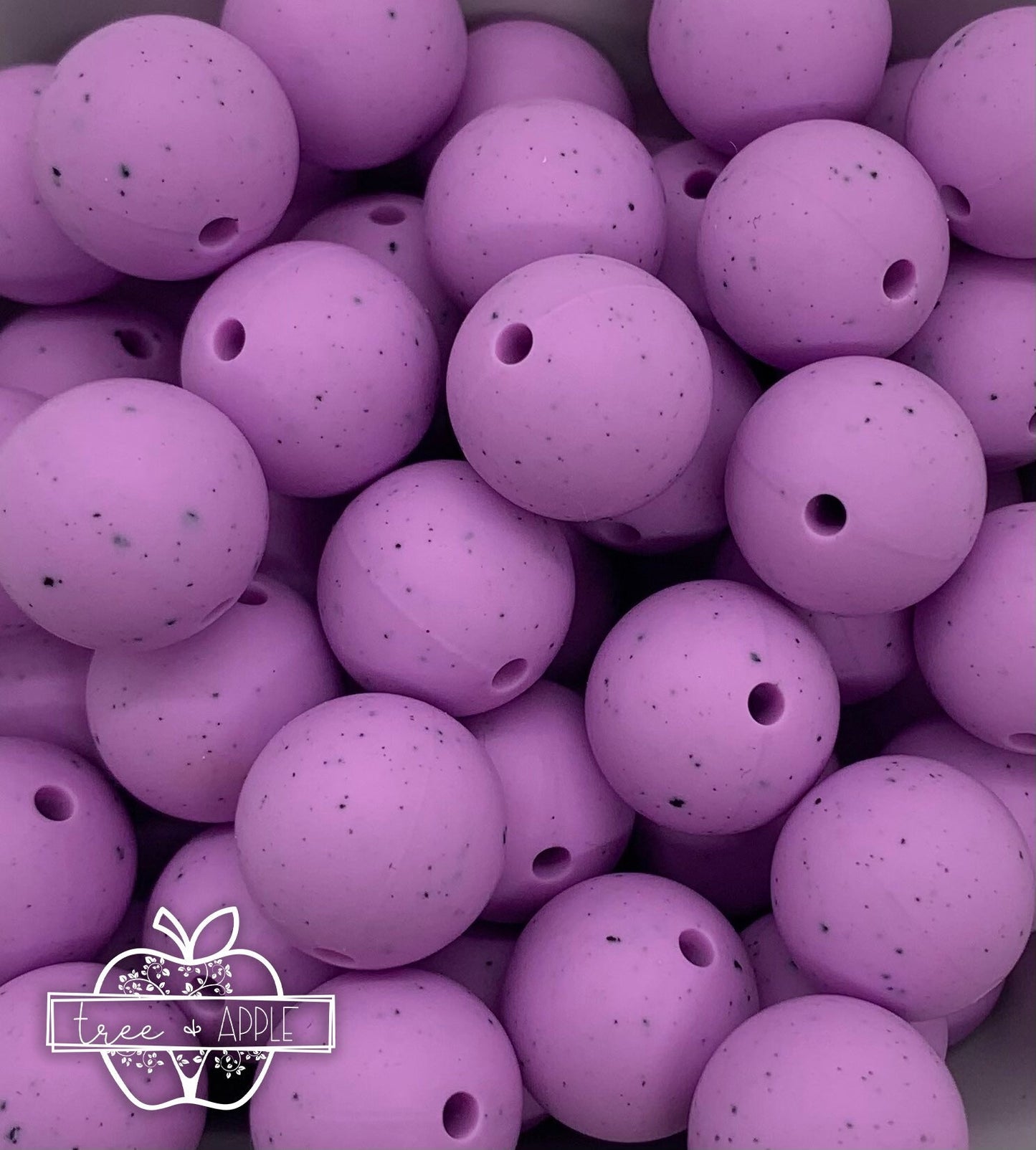 15mm Solid Speckled Purple Round Silicone Beads