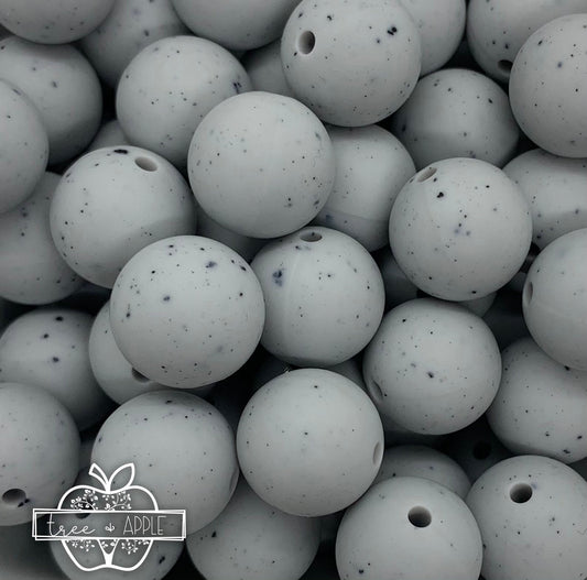 15mm Solid Speckled Grey Round Silicone Beads, Beads Wholesale