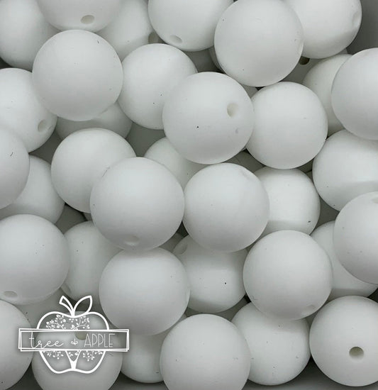 15mm Solid White Round Silicone Beads