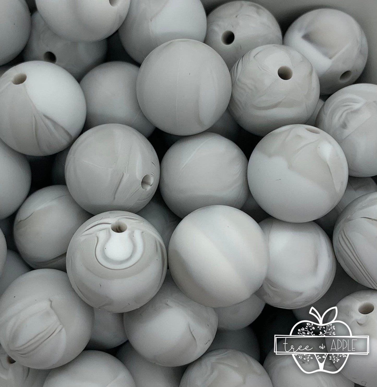 12mm White Marble Silicone Beads – USA Silicone Bead Supply Princess Bead  Supply