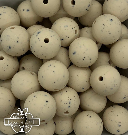 15mm Solid Speckled Cream Silicone Beads, Beads Wholesale