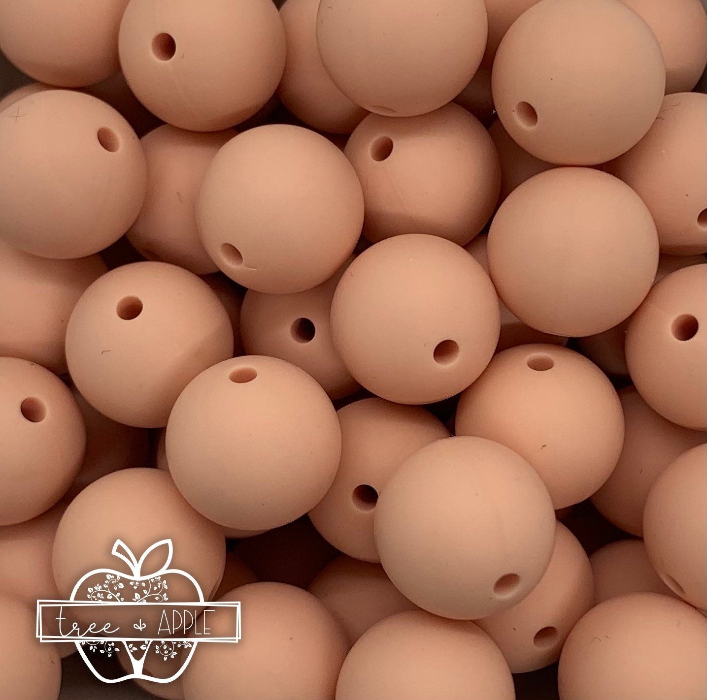 15mm Solid Peach Round Silicone Beads